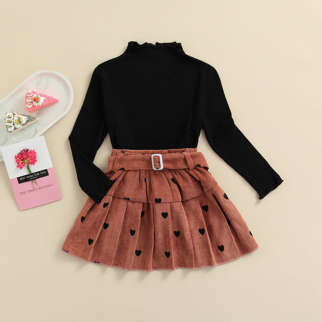 Heart Pleated Skirt Set
